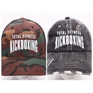 2x Total Fitness Kickboxing Murfreesboro TN Camo Gray Distressed Trucker Hats